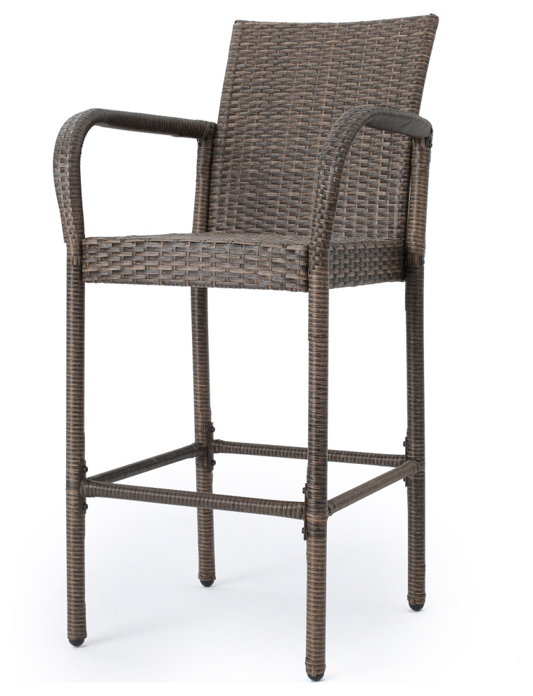 GDF Studio Conquista Outdoor Mix Mocha Wicker Barstool   Tropical   Outdoor Bar Stools And Counter Stools   by GDFStudio  Houzz