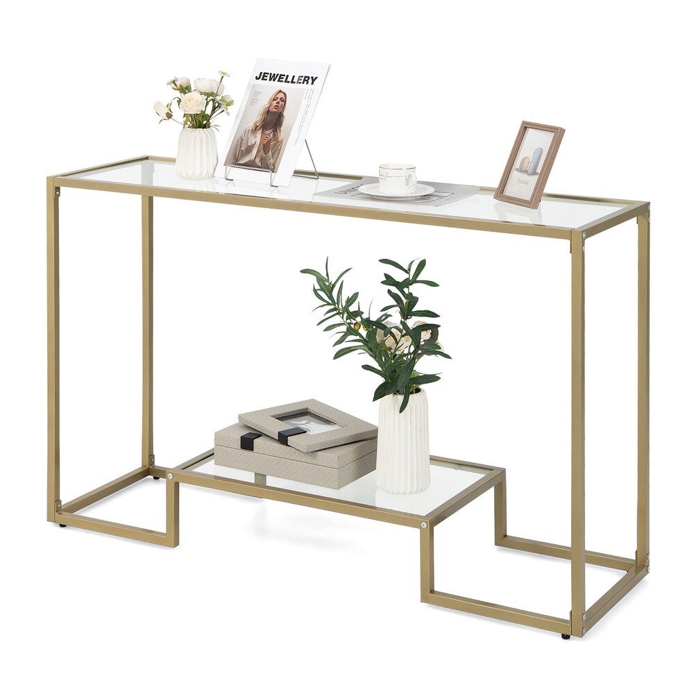 48inch 2 Tier Console Table Modern Entryway Table Narrow Sofa Table