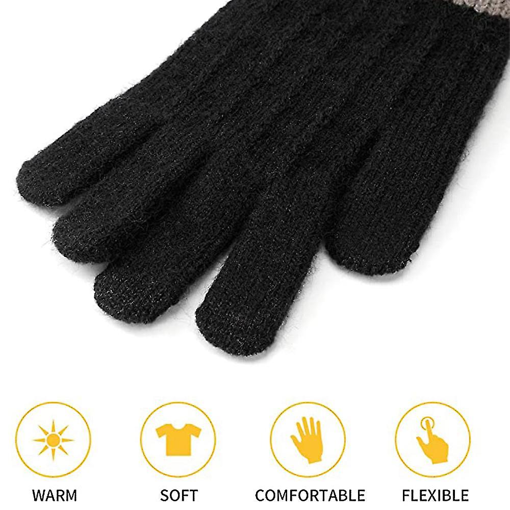 Winter Gloves Compatible With Women， Warm Knit Touch Screen Texting Anti-slip Thermal Gloves With Wool Lining