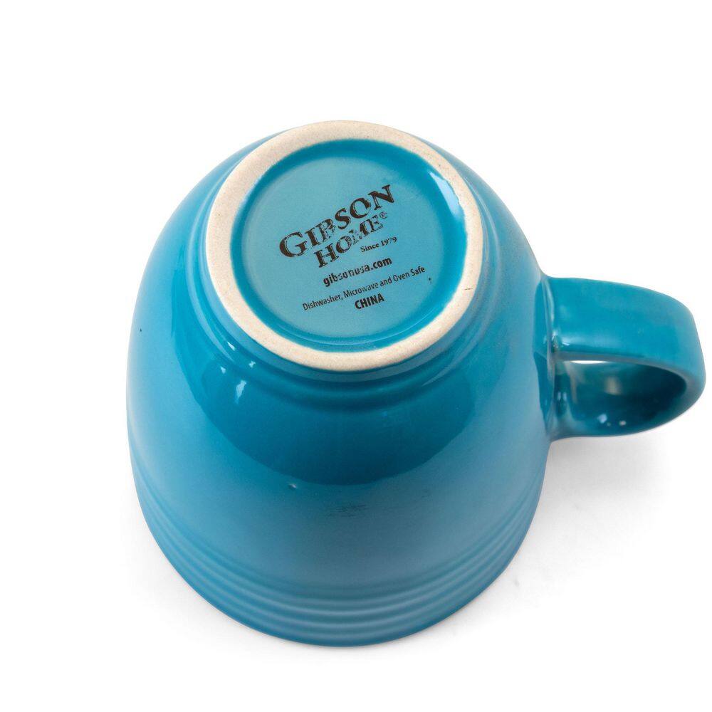 GIBSON HOME Plaza Cafe 15oz Mug Set in Turquoise Set of 8 986105036M