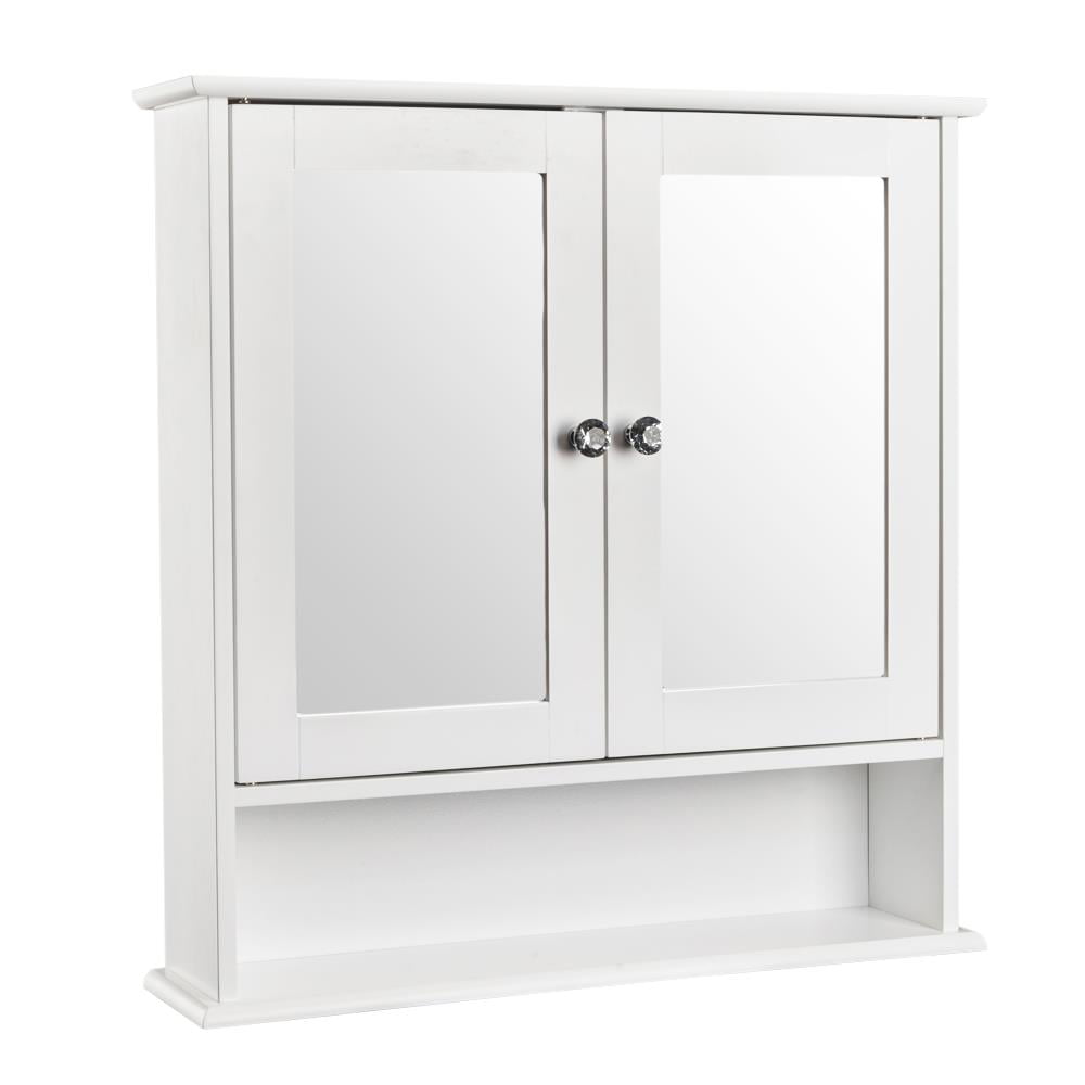 Ktaxon Bathroom Wall Cabinet Kitchen Medicine Cabinet Storage Cabinet with 2 Mirror Doors and Shelves, White Finish