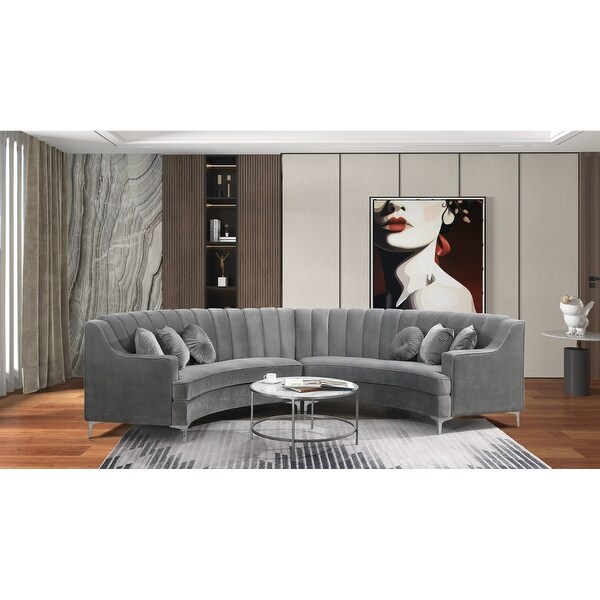 141'' Velvet Curve Sectional Sofa - 142