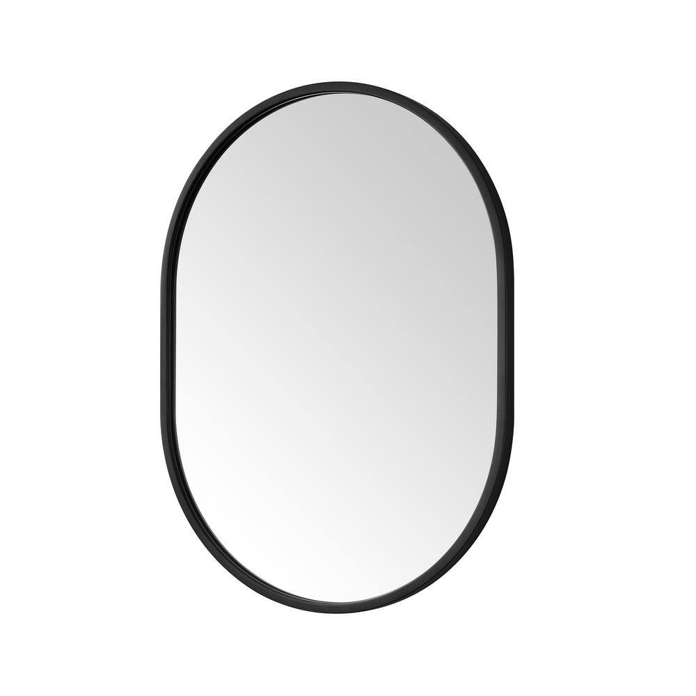 Home Decorators Collection Emmeline 24 in. W x 32 in. H Oval Framed Wall Bathroom Vanity Mirror in Black Emmeline MR-B