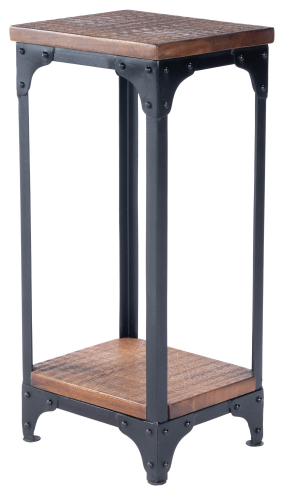 Gandolph Industrial Chic Pedestal Stand  Mountain Lodge   Industrial   Plant Stands And Telephone Tables   by GwG Outlet  Houzz