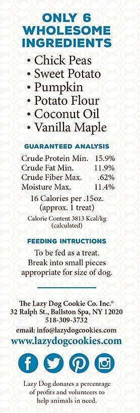 The Lazy Dog Cookie Co. Grain-Free Candied Maple Sweet Potato Limited Ingredient Crunchy Baked Dog Treats， 14-oz box