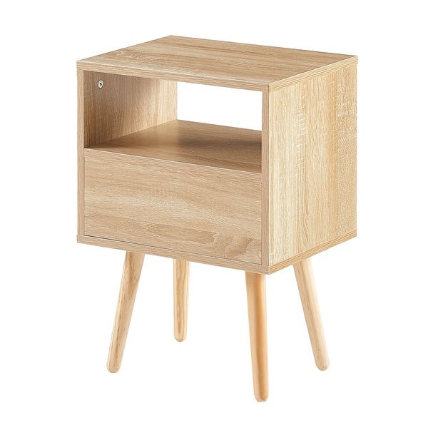 Rectangle MDF Rattan Nightstand End Side Table - 15.75*11.81