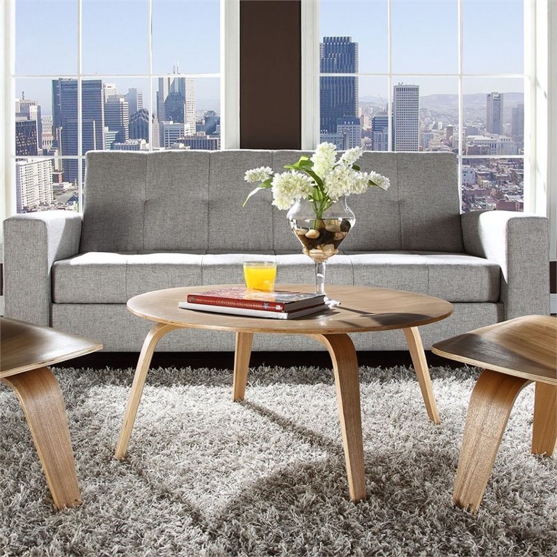 Hawthorne Collection Plywood Round Coffee Table in Natural   Midcentury   Coffee Tables   by Homesquare  Houzz