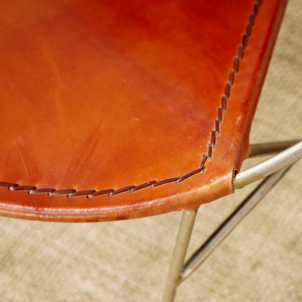 Unique Accent Chair  Open Round Design With Real Goat Leather Seat   Contemporary   Armchairs And Accent Chairs   by Declusia  Houzz