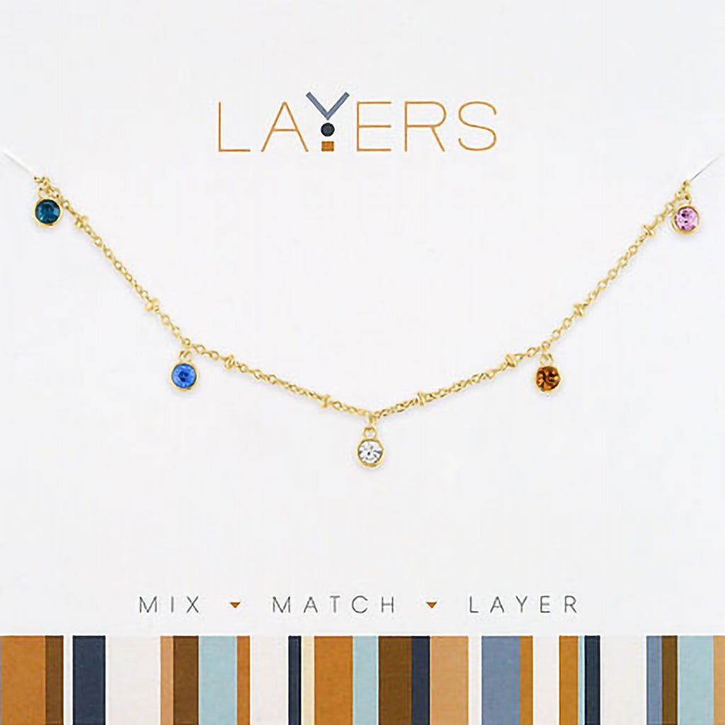 Center Court Gold Multi Color Disc Layers Necklace