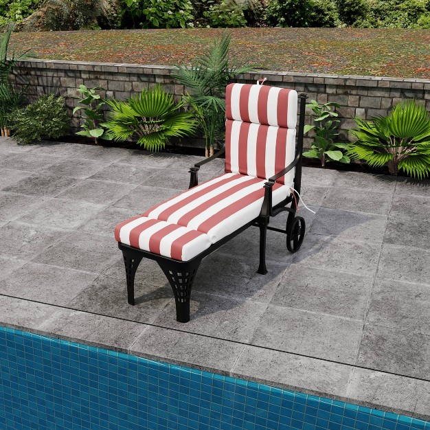 French Edge Outdoor Cushion Cabana Stripe Red Jordan Manufacturing