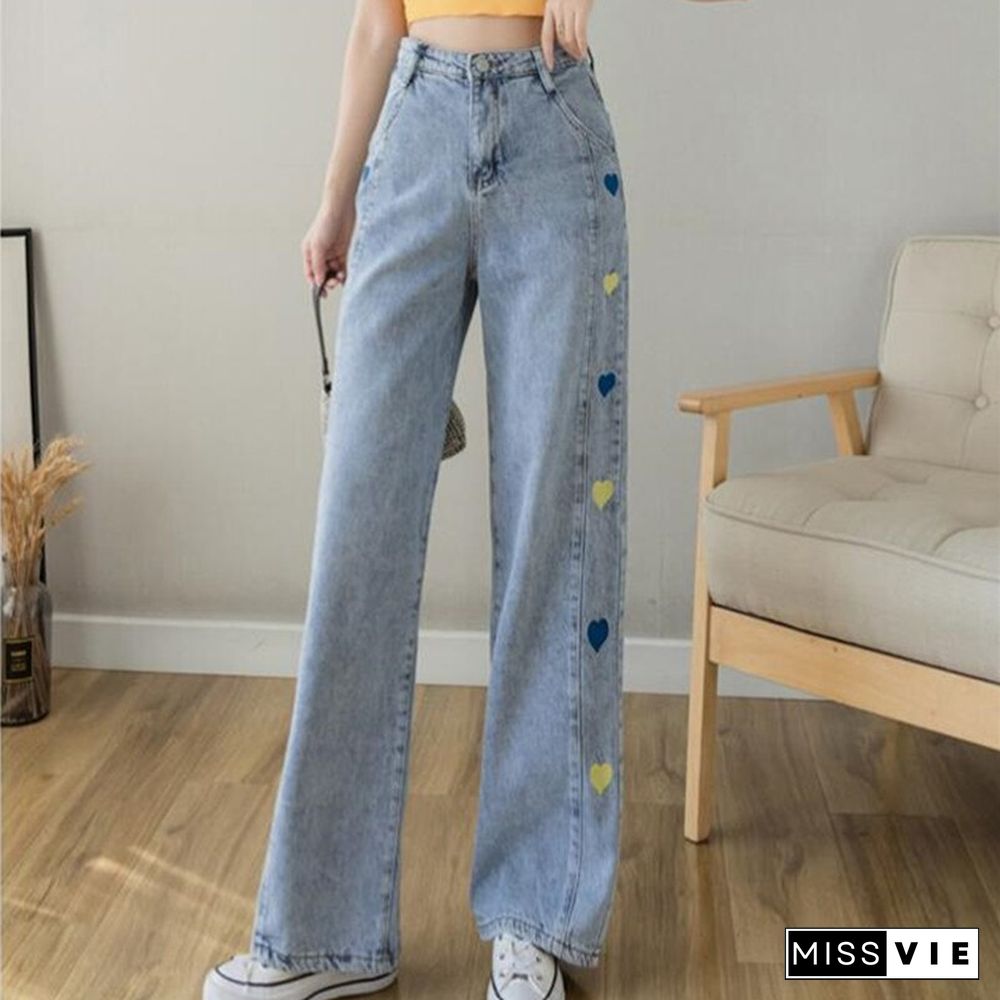 Woman Jeans High Waist Clothes Wide Leg Denim Clothing Blue Streetwear Vintage Quality Fashion Harajuku Straight Pants