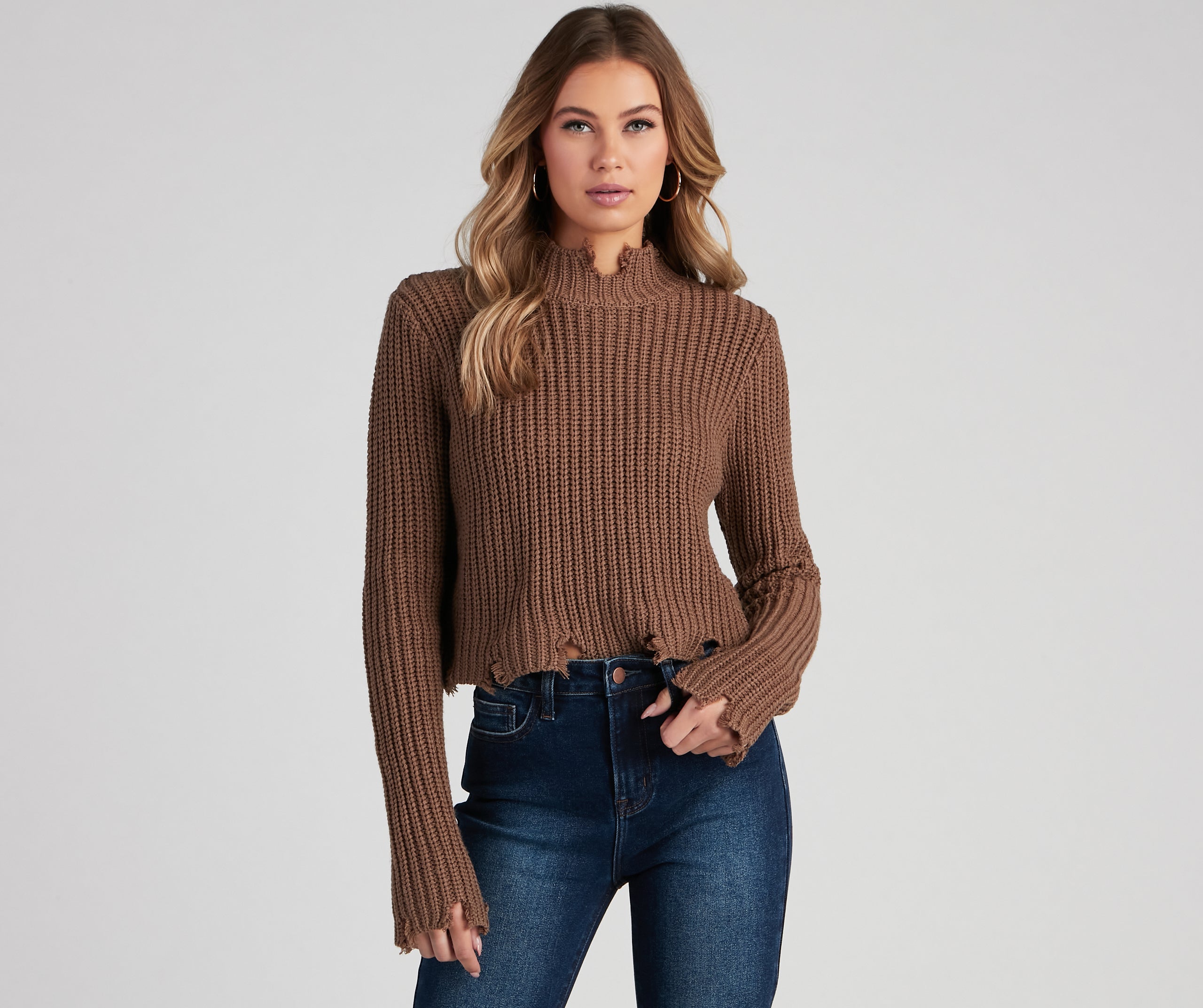 Major Destruction Cropped Knit Sweater