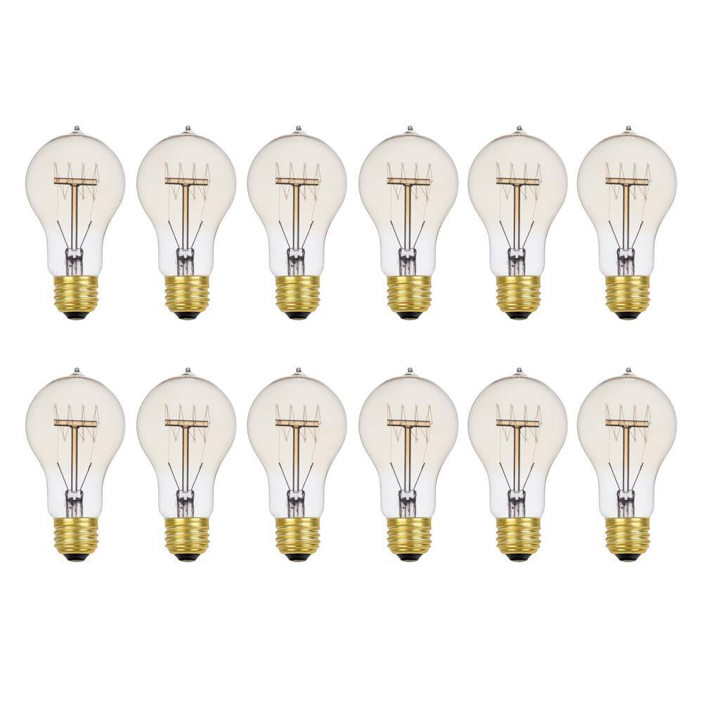 Globe Electric 60 Watt A19 Dimmable Cage Filament Vintage Edison Incandescent Light Bulb Warm Candle Light (12-Pack) 34841