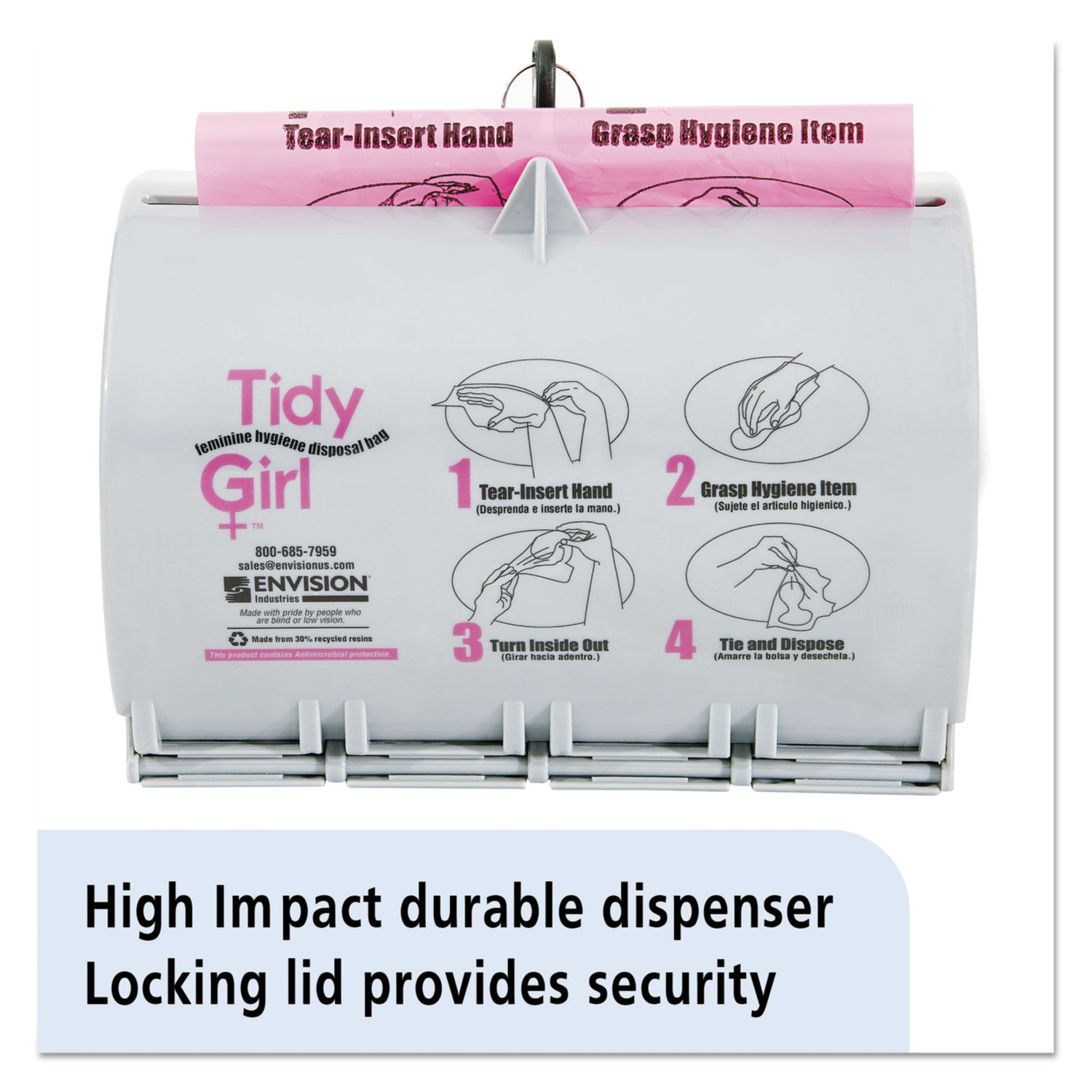 Plastic Feminine Hygiene Disposal Bag Dispenser by Tidy Girlandtrade; STOTGUDPV2