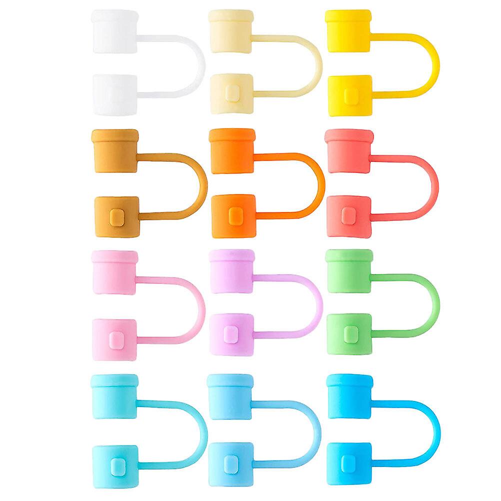 12pcs Reusable Straw Cover Cap Silicone Straw Tip Covers Drinking Straw Protective Caps Straw Toppers