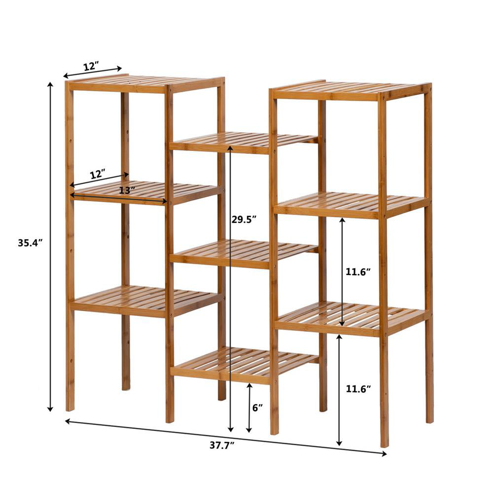 Winado 9-Tier Flower Pots Shelf Bamboo Plant Stand Rack for Patio Garden, Living Room, Wood Color