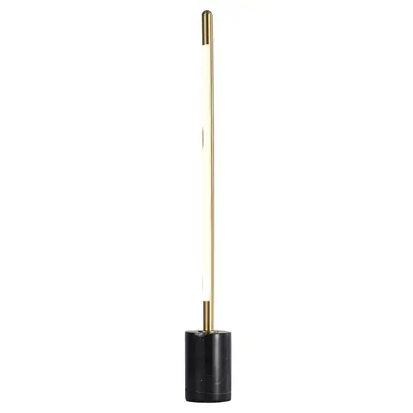 Brass LED Table Lamp With Black Marble Base