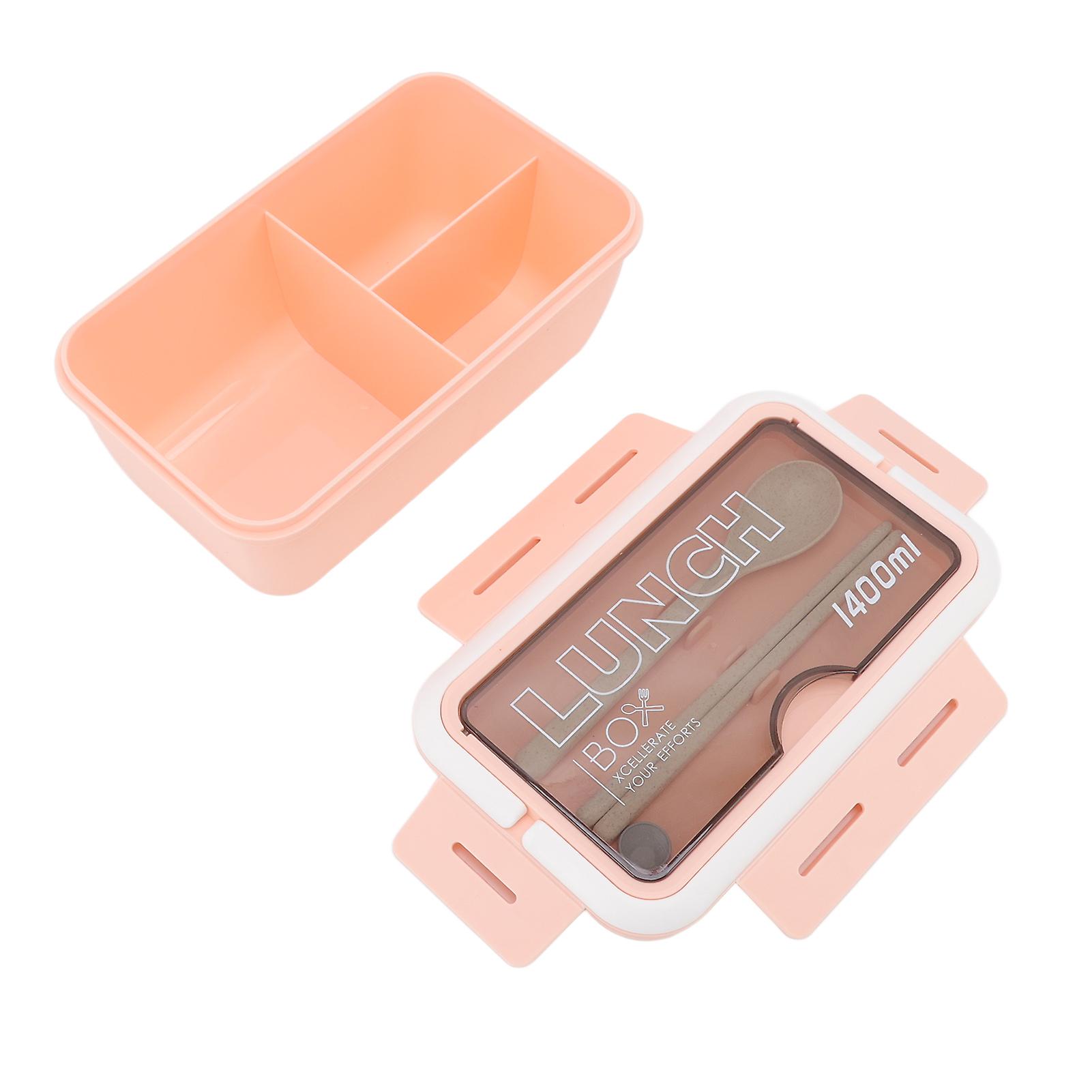 3 Compartments Bento Boxes 1400ml Large Capacity Good Sealing Thermal Lunch Box for Kids Students Workers School Office Pink