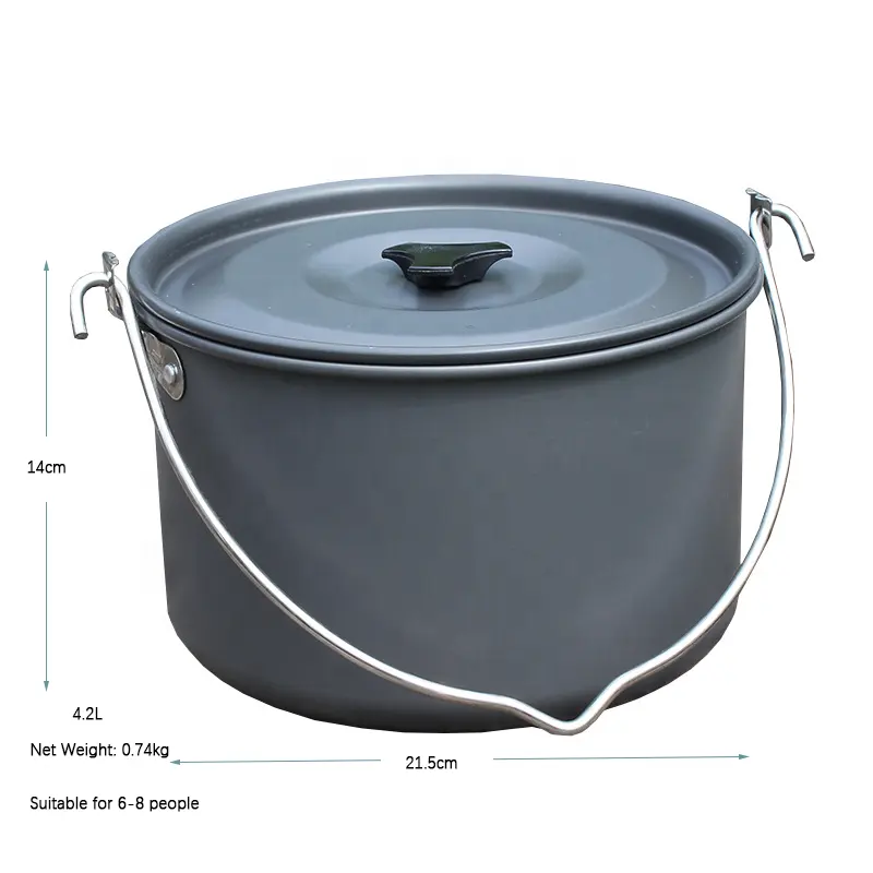 Custom Non Stick Portable Camping Accessories Large Capacity Cookware Aluminum Cooking Pot