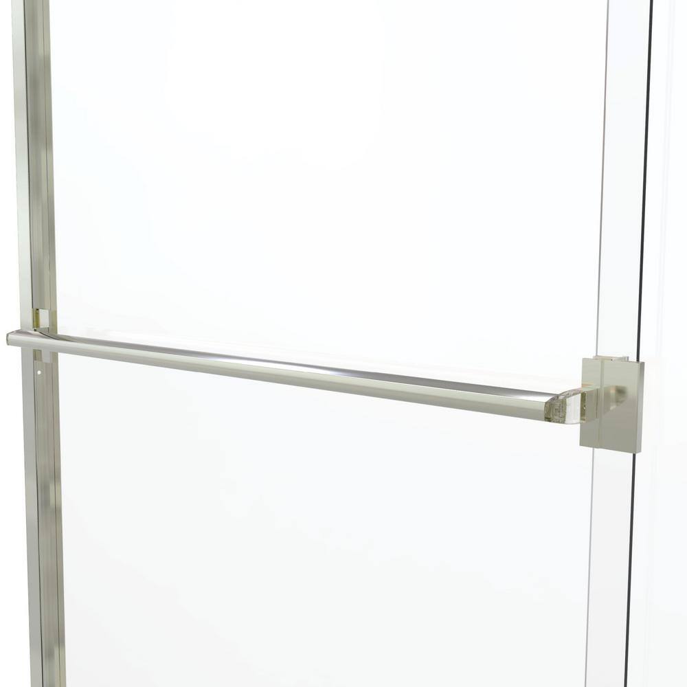 Basco Classic 60 in. x 57 in. Clear Semi-Frameless Sliding Tub Door in Brushed Nickel CLCH05A6057CLBN