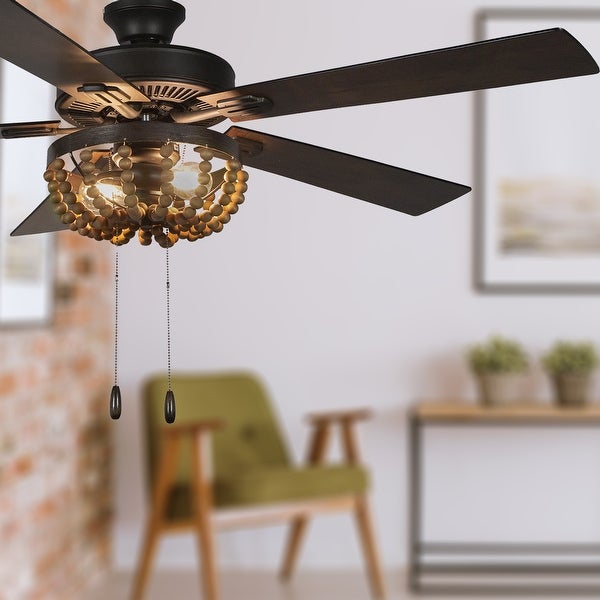 The Curated Nomad Doxon 52-inch Brown Wood Chandelier LED Ceiling Fan Shopping - The Best Deals on Ceiling Fans | 36217335