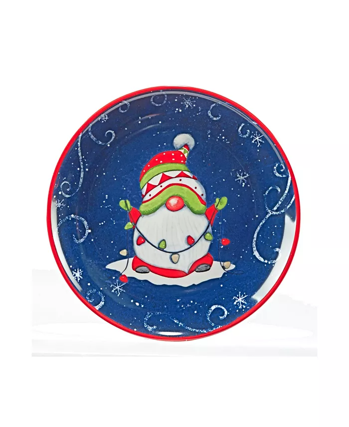 Certified International Holiday Magic Gnomes 4 Piece Dessert Plate Set