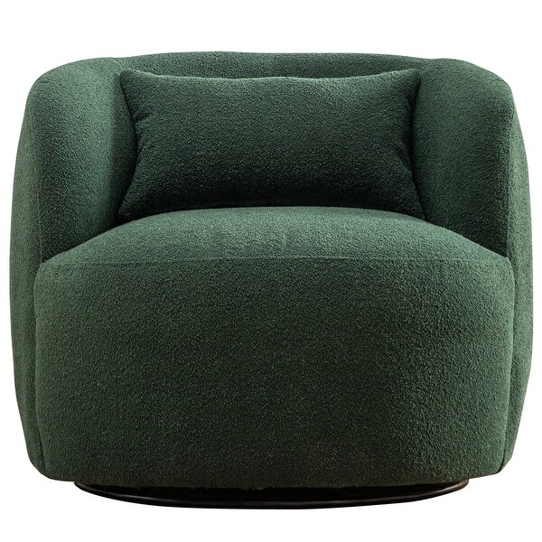 Poly Blend Boucle Fabric Upholstered Swivel Armchair