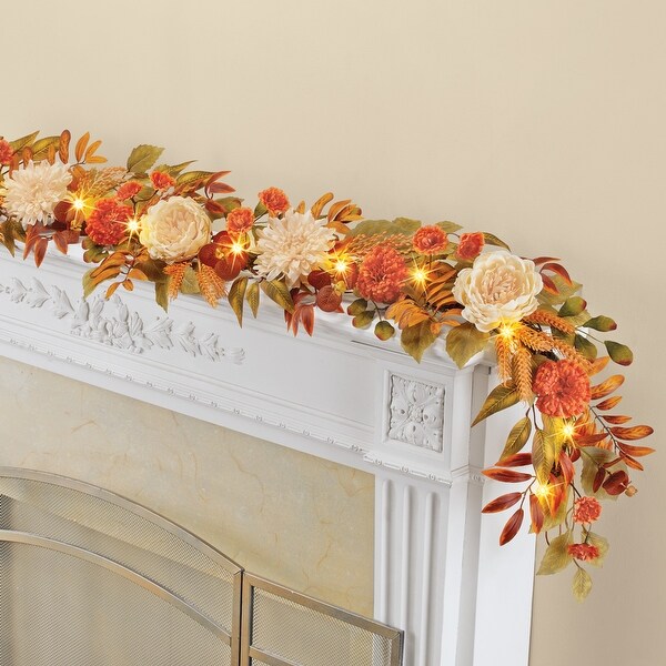 5Foot Long LED Lighted Autumn Harvest Peony Garland