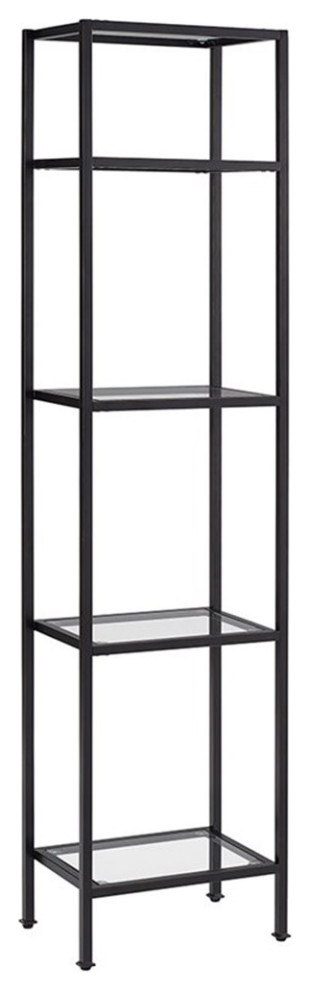 Bowery Hill 4 Shelf Narrow Glass Etagere Bookcase in Oil Rubbed Bronze   Transitional   Bookcases   by Homesquare  Houzz