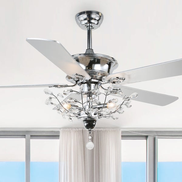 52-inch Modern Reversible Branches Crystal Ceiling Fan with Dimmable Light Kit 5 Blades Shopping - The Best Deals on Ceiling Fans | 38731283