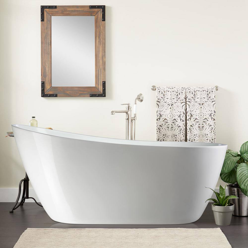 Vanity Art Limoges 55 in. Acrylic Flatbottom Bathtub in WhitePolished Chrome VA6531