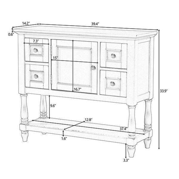 39'' Modern Console Table with 4 Drawers and 1 Shelf