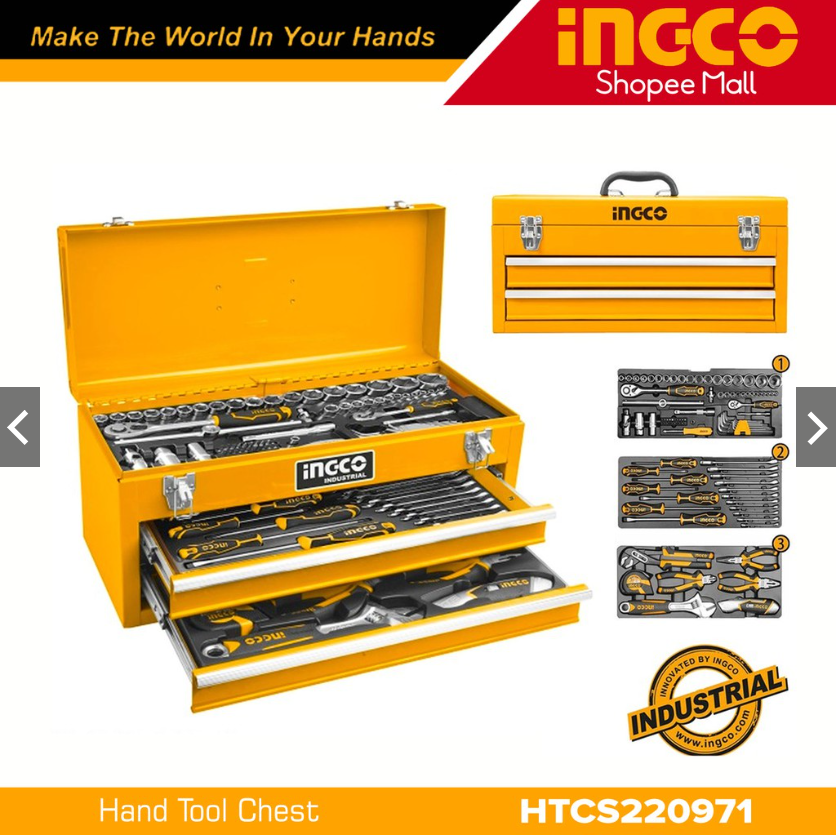 Ingco HTCS220971 97pcs Industrial Hand Tool Chest Set _H