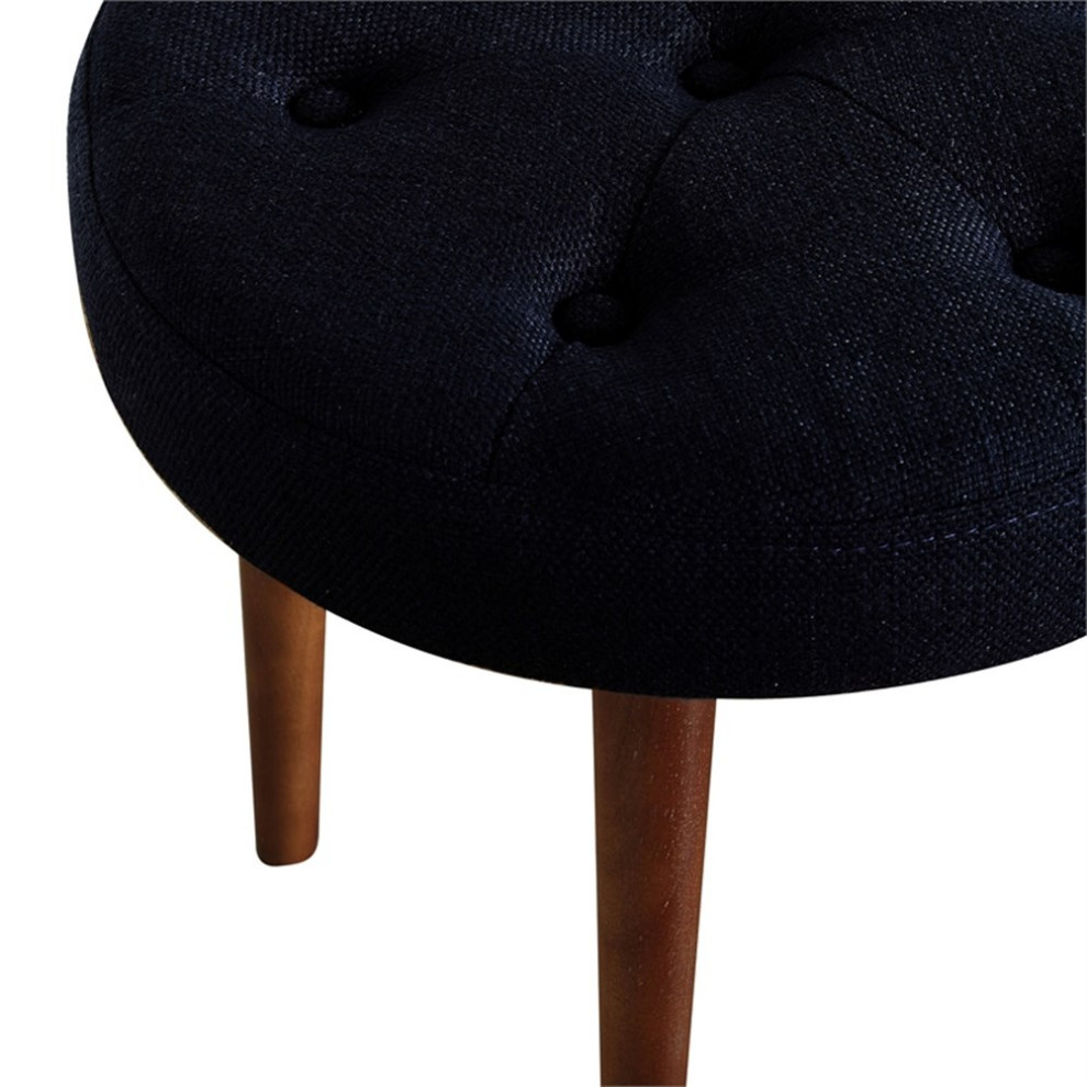 Pemberly Row Modern / Contemporary Round Tufted Stool in Rich Navy   Midcentury   Footstools And Ottomans   by Homesquare  Houzz