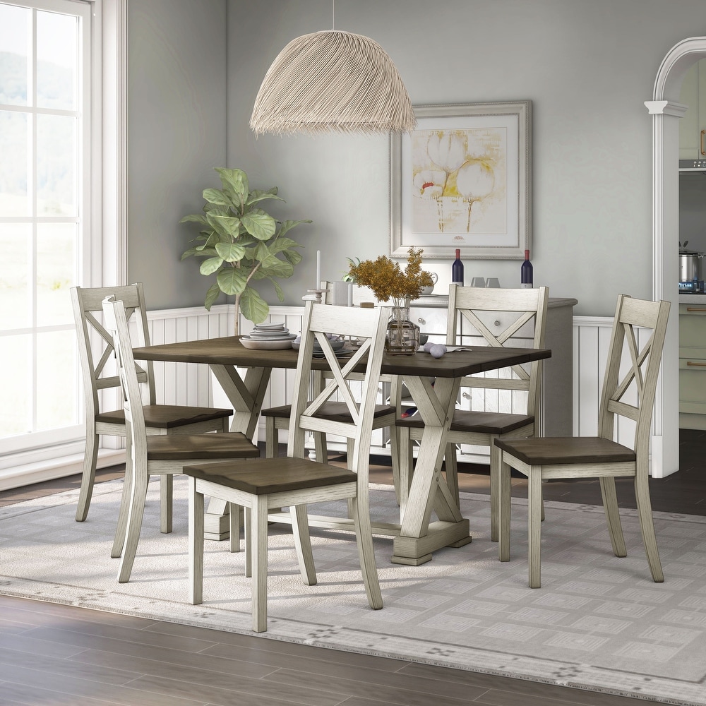 Teasdale Rustic Wood 7 Piece Flip Top Dining Table Set by Furniture of America