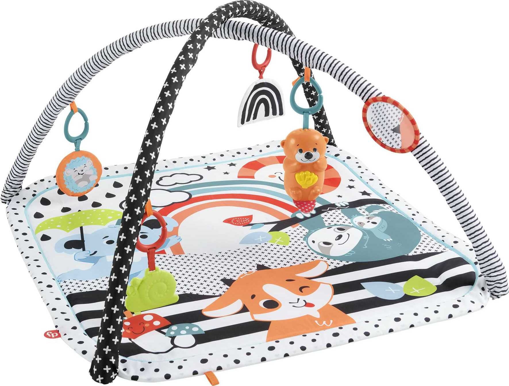 Fisher-Price 3-in-1 Music Glow and Grow Gym Infant Playmat with Lights and Removable Toys