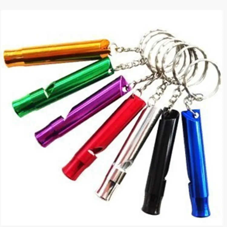 cheap price custom Aluminum Emergency Survival Safety Keychain with Whistle for Outdoor Camping Hiking boating  Whistle key ring