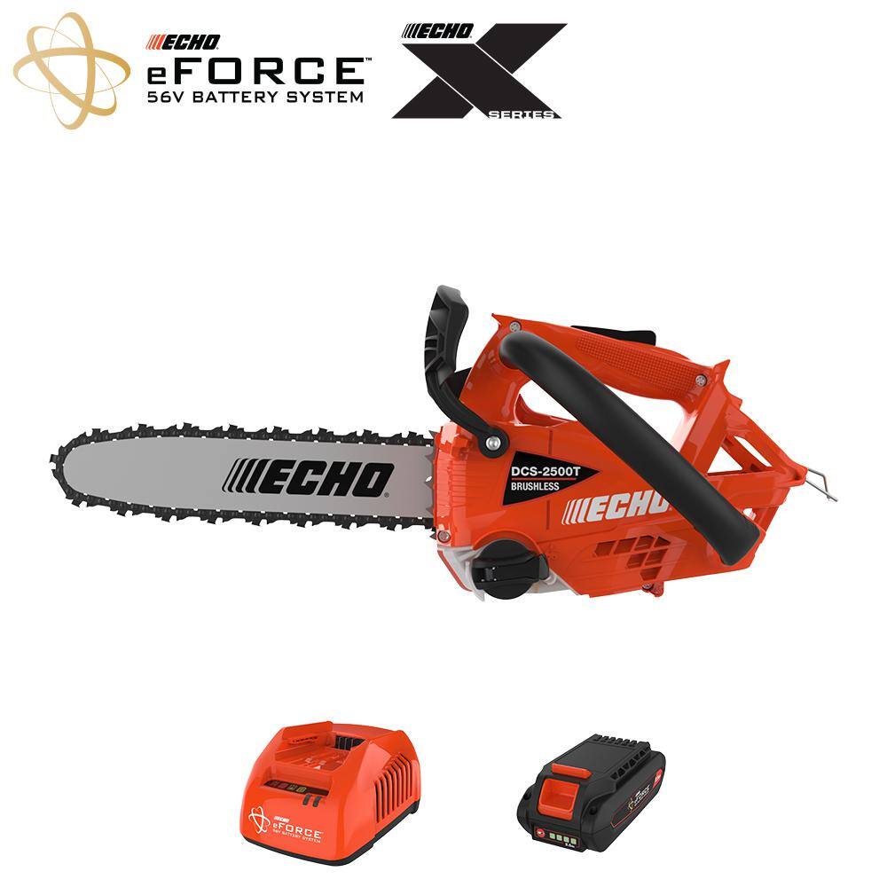 ECHO eFORCE 12 in. 56V X Series Cordless Battery Top Handle Chainsaw with 2.5Ah Battery and Charger DCS-2500T-12C1