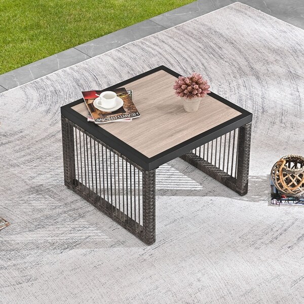 Patio Festival Wicker Metal Side End Coffee Table