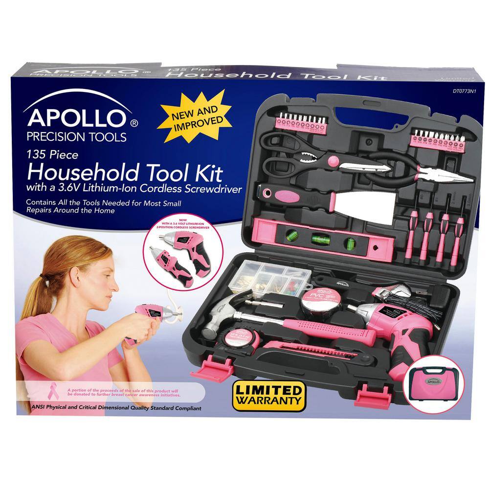 Apollo 135-Piece Home Tool Kit in Pink DT0773n1