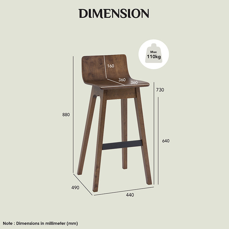 AVA Bar Stool - Walnut