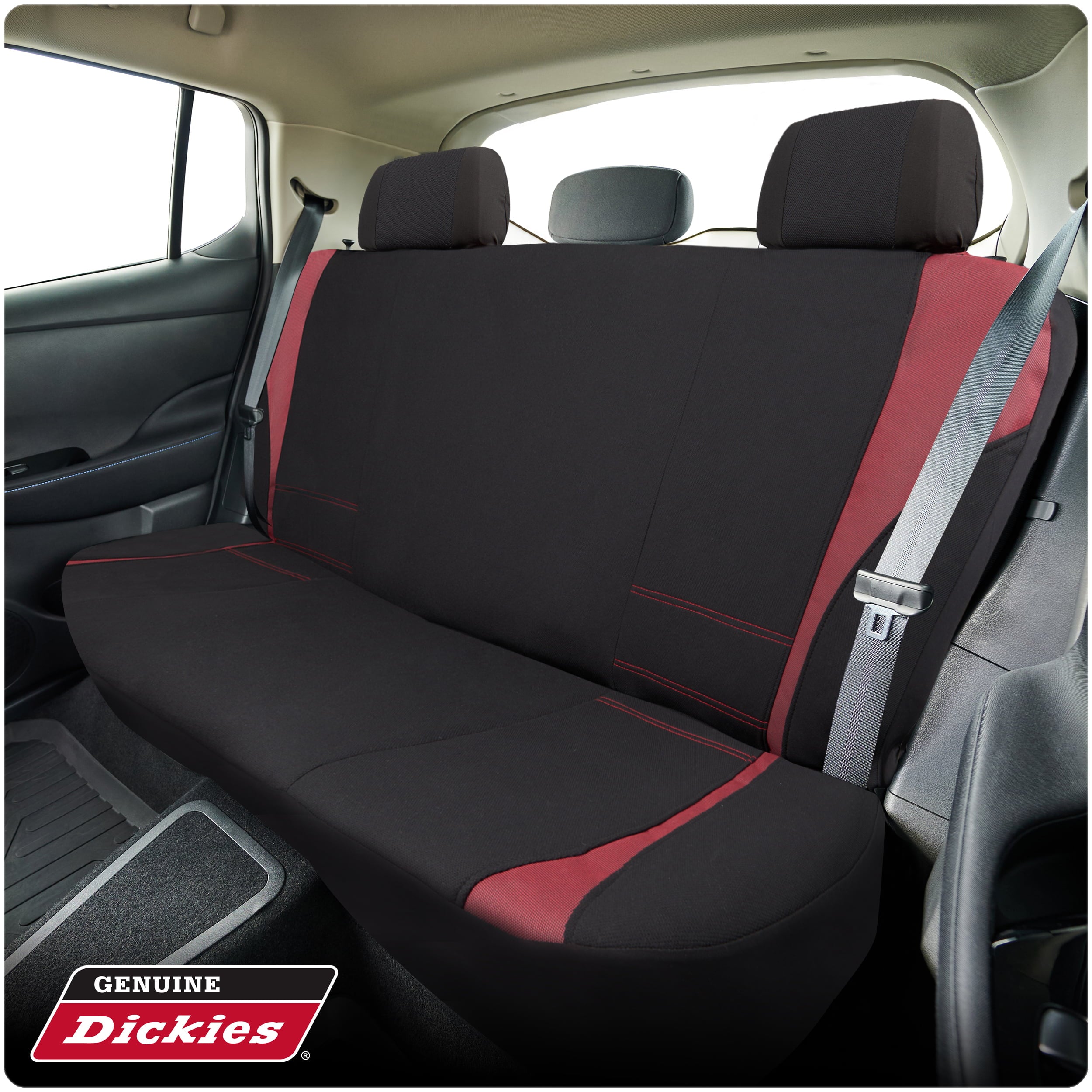 Genuine Dickies 3 Piece Truck Sport Seat Covers， Black and Red， 43640WDC