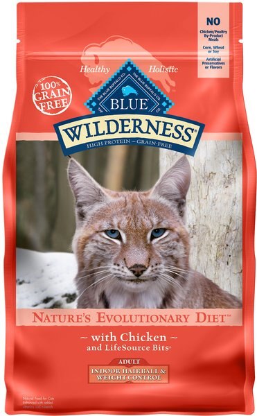 Blue Buffalo Wilderness Indoor Hairball and Weight Control Chicken Recipe Grain-Free Dry Cat Food