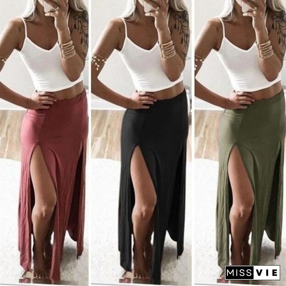 Women's Fashion Autumn Winter Trendy Sexy Skirt Club Wear Cute Dress Summer New Women Long Skirts Solid Split Pencil Skirts High Waist Plus Size Bodycon Skirt Causal Package Hip Skirt Fashion A-Line Skirt S-Xxl