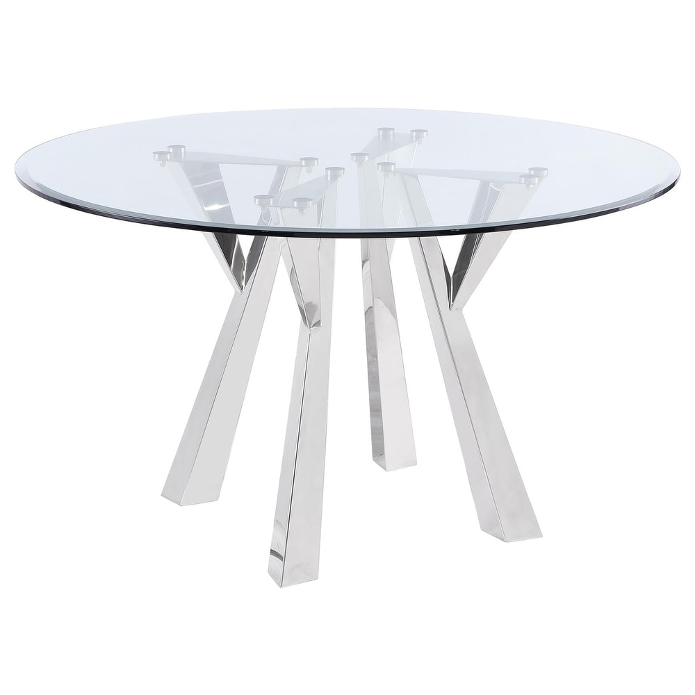 Coaster Furniture Alaia Glass Top Dining Table Clear And Chrome