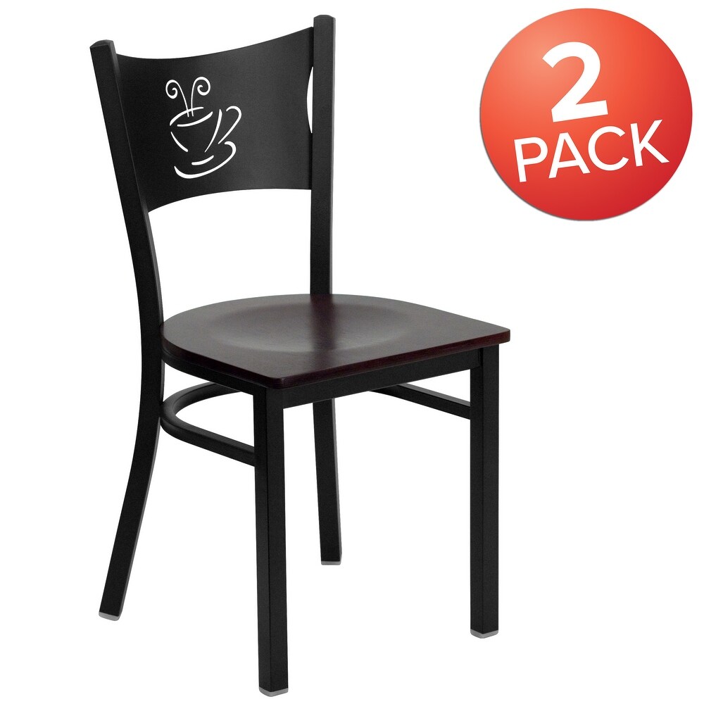 2 Pack Coffee Back Metal Restaurant Chair   17.25\