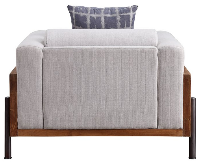 ACME Pelton Fabric Loose Back Chair with 1 Pillow in Walnut   Industrial   Armchairs And Accent Chairs   by Homesquare  Houzz