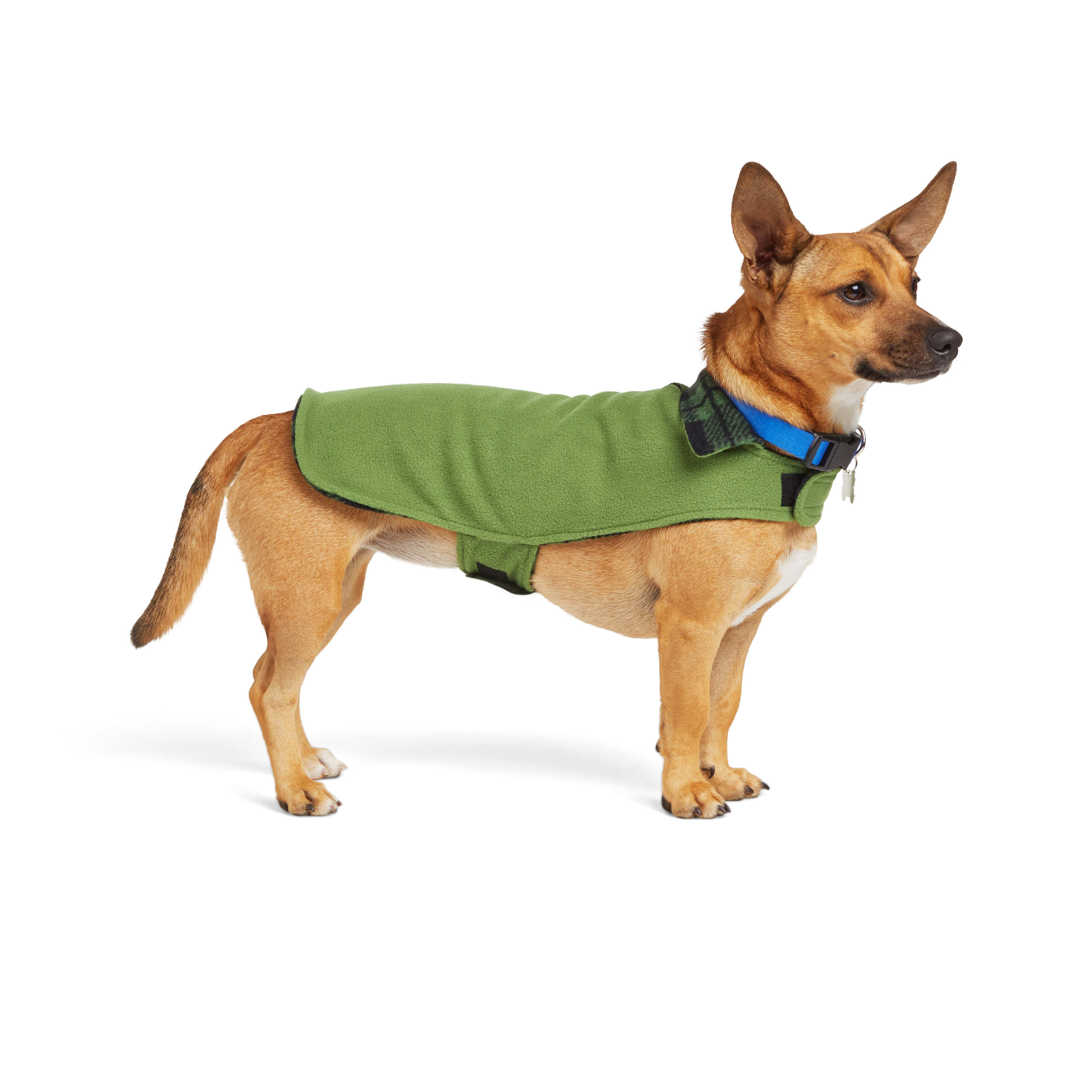 YOULY Green Check Cozy Dog Coat， X-Small/Small