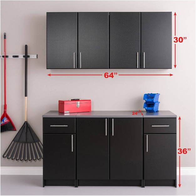 Elite With 5 Storage Cabinet Set Black Prepac