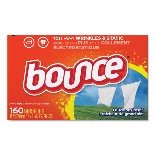 Bounce Fabric Softener Sheets， Outdoor Fresh， 160 Sheets/Box， 6 Boxes/Carton (80168CT)